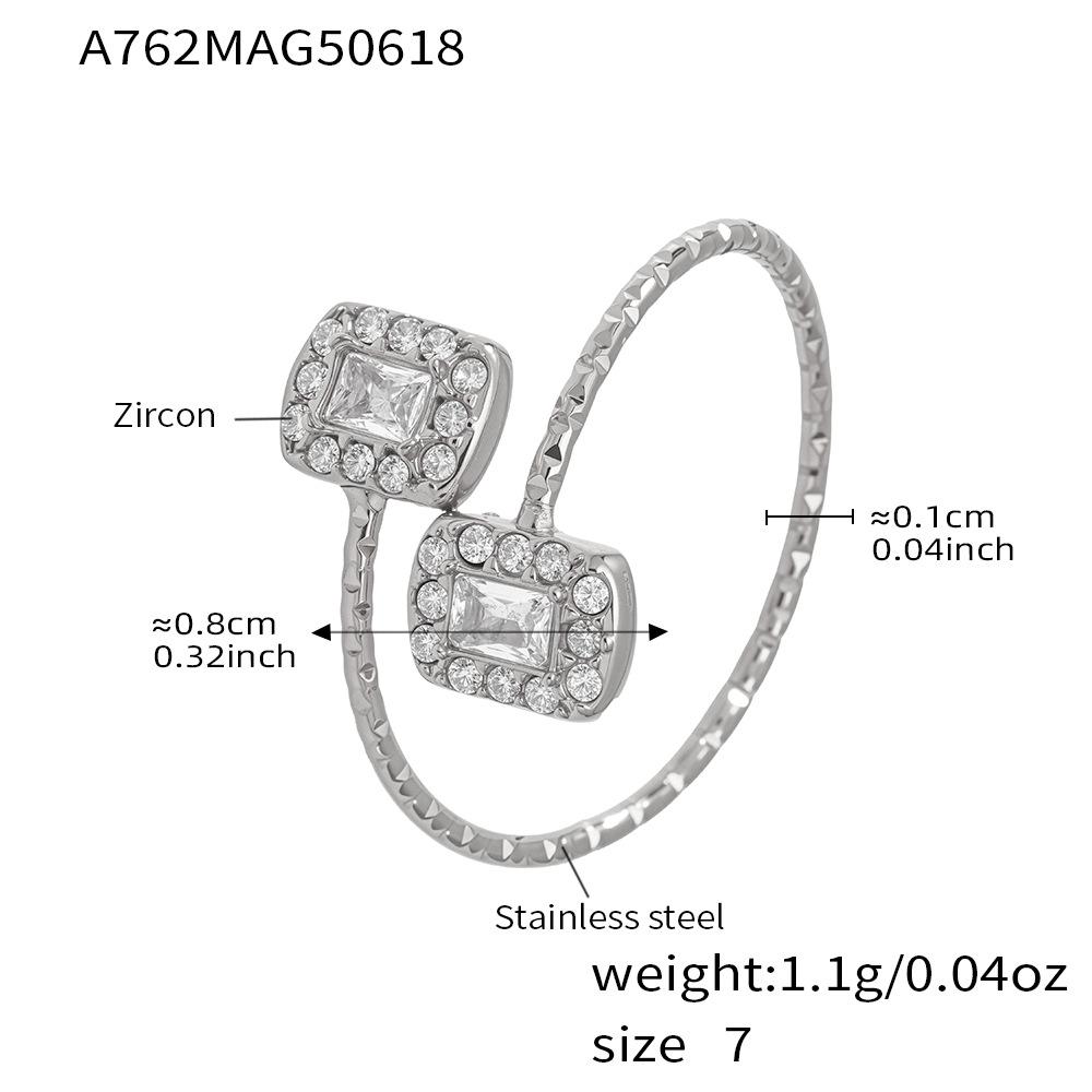 Mili Rhinestone Heart 5A Zircon Geometric Ring – 18K Gold-Plated Adjustable Stainless Steel Band Jewelry Set for Girls.