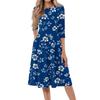Women's Casual Fashion Round Neck Three Quarter Sleeve Printed Midi Dress