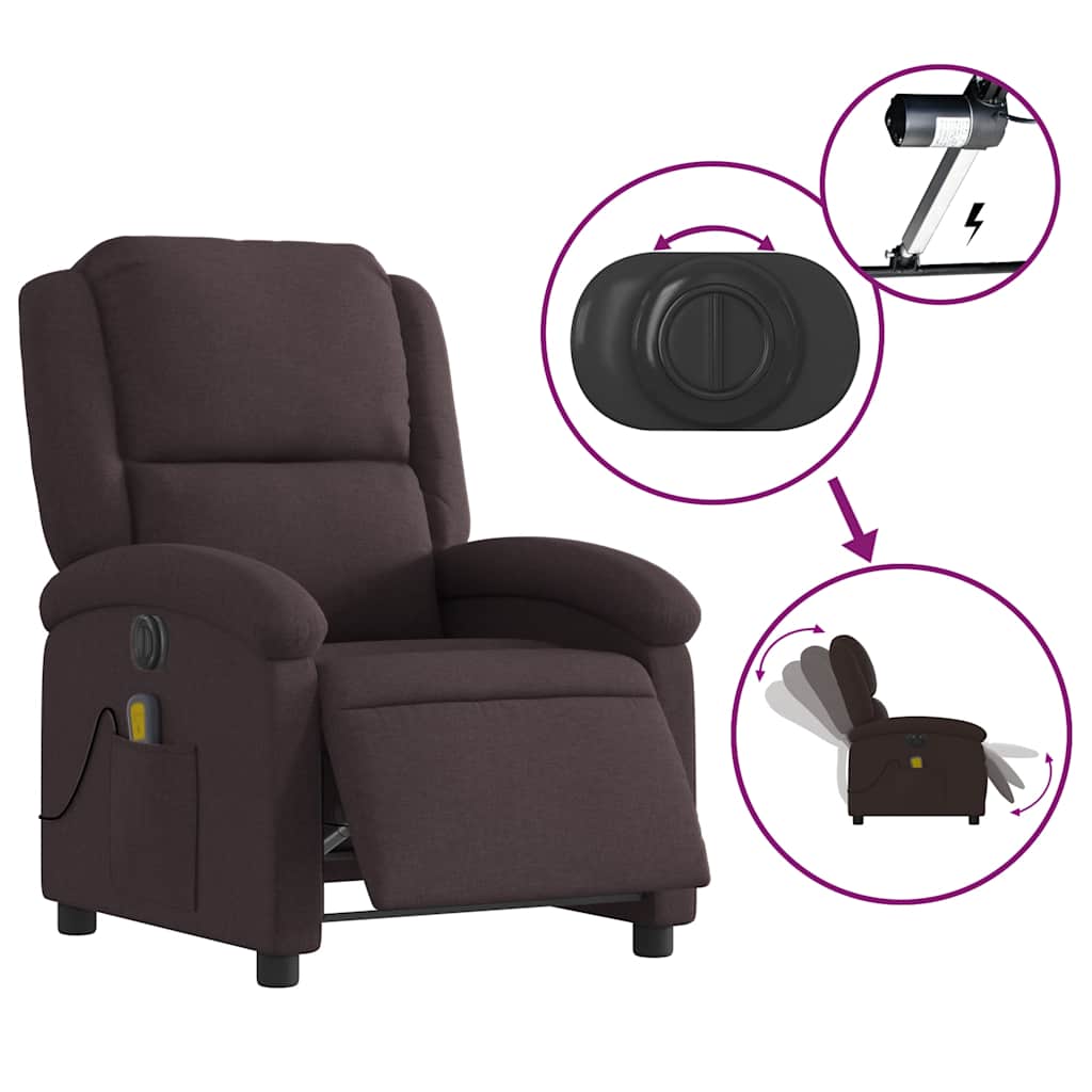 Electric Massage Chair Dark Brown Fabric