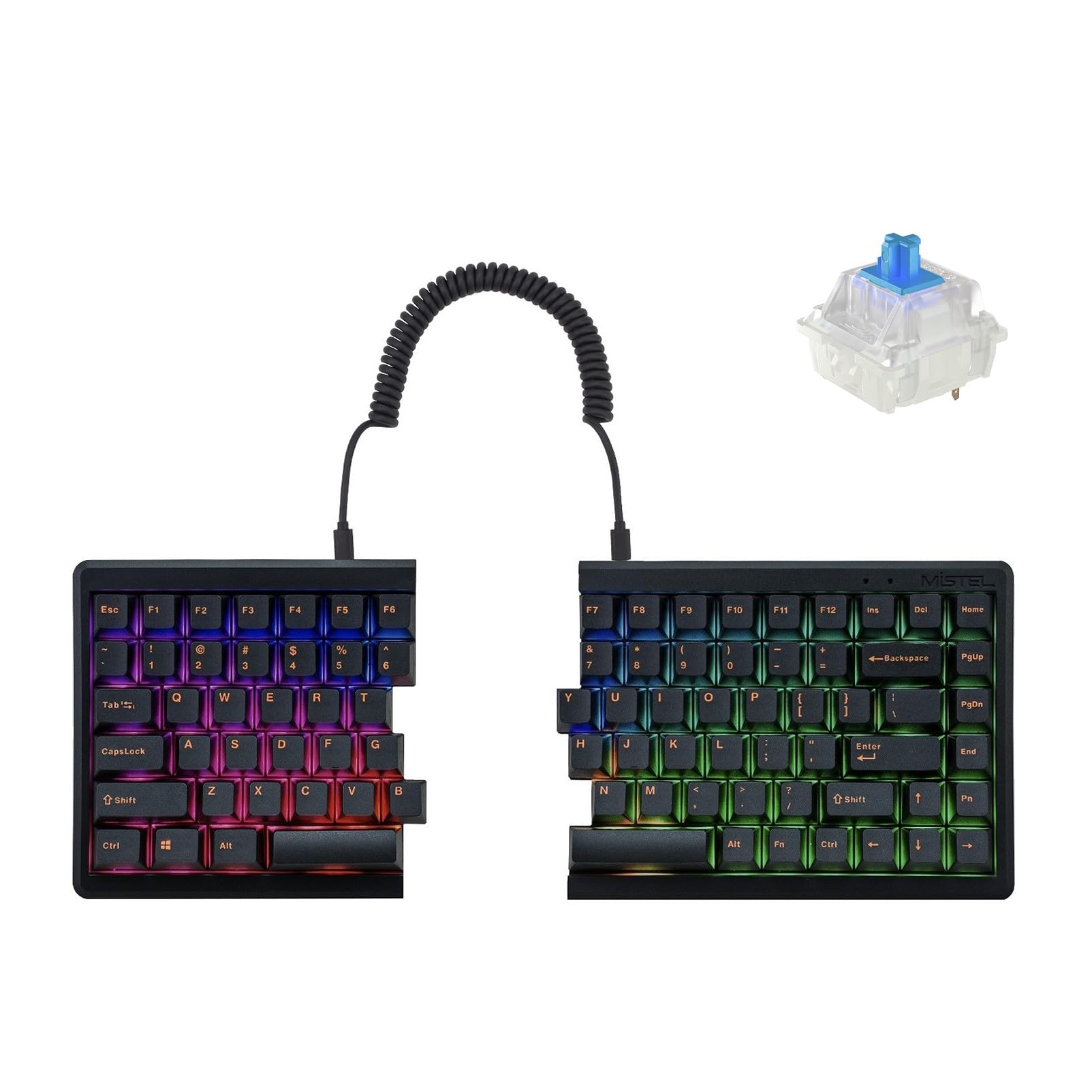 

BAROCCO MiSTEL MD770 RGB Окрема дротова 85 чорна помаранчева подвійна MX підсвічування макро медіа клавіші підтримка авторизований дистриб ютор (Англійська розкладка/синій