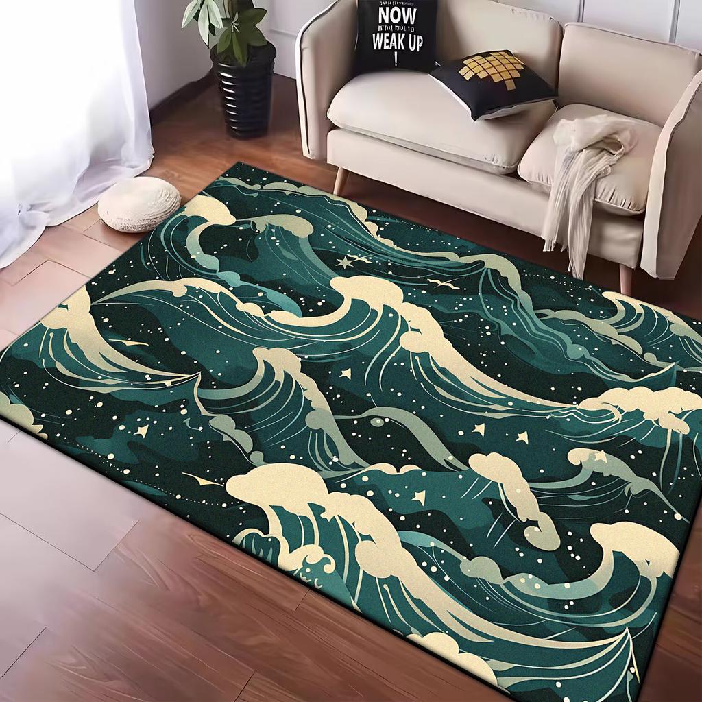 Nordischer Abstrakt Wellen 3D Teppich für Zuhause Wohnzimmer Modernes Schlafzimmer Sofa Fußmatte Dekor Kinder Spielbereich Teppich Rutschfeste Bodenmatte