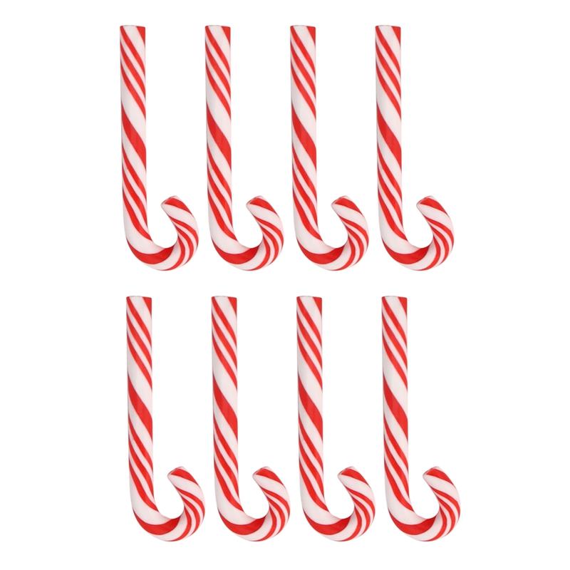 50Pcs Red And White Handmade Christmas Candy Cane Kawaii Miniature Food Dollhouse Home Decor