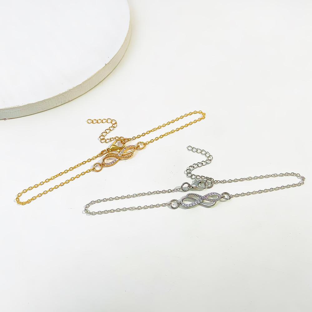 Summer Beach Golden Silver 8-shaped Foot Chain Simple Temperament Anklet Thin Chain Woman Fashion