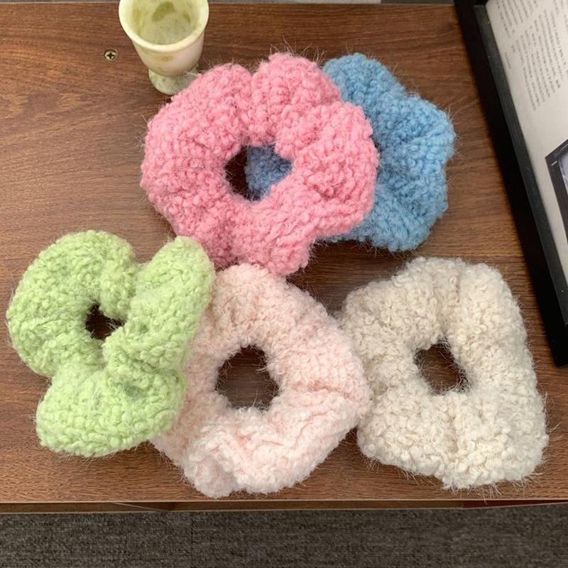 

Милая милая веревка из овечьих волос, круги для волос, осень-зима, пушистые однотонные аксессуары для волос, повязка для волос для девочек, прическа с хвостиком