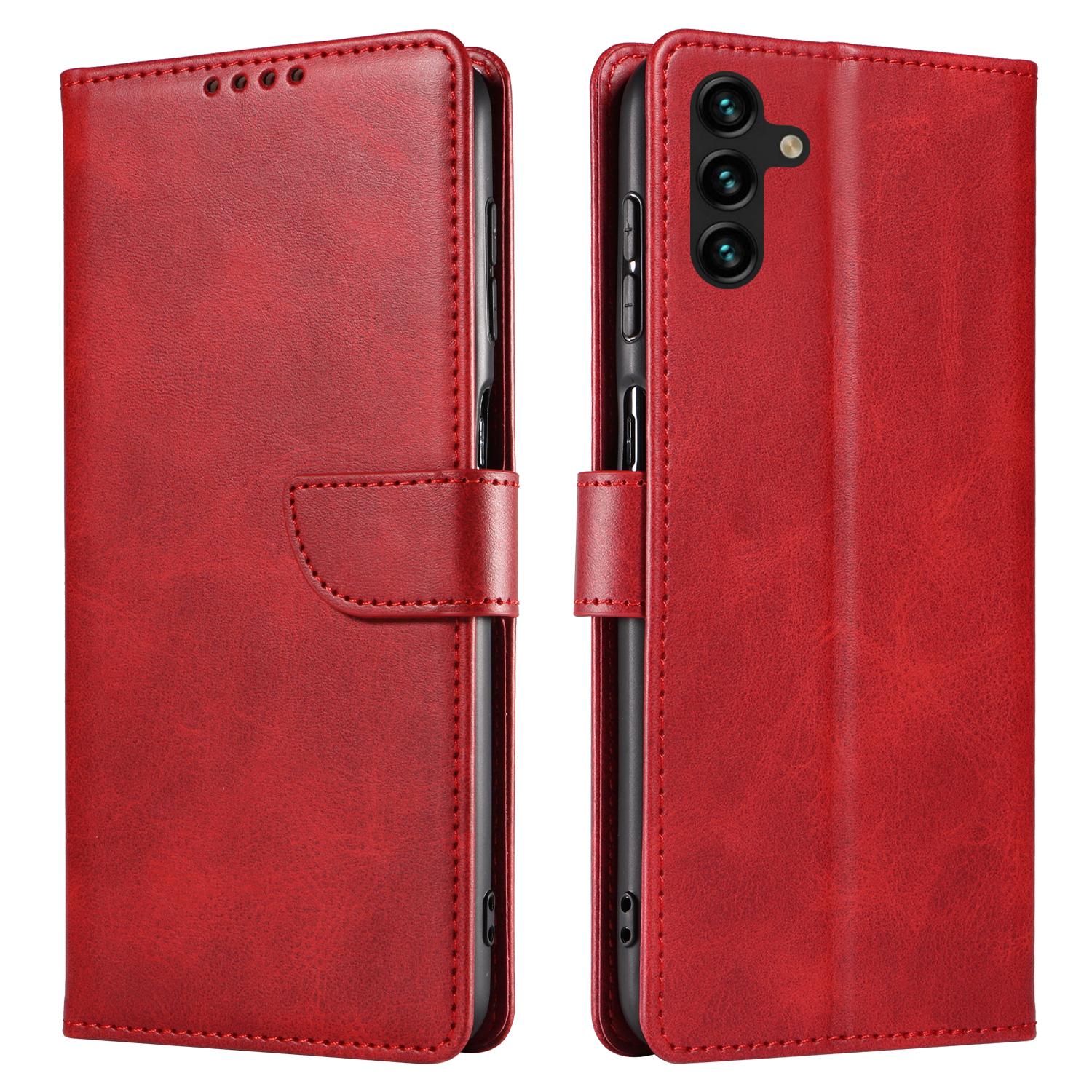 

For Samsung Galaxy A15 4G/A15 5G Leather Cover Flip Stand Wallet Phone Case Red
