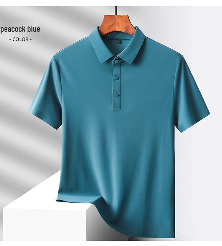Custom Logo Quick-Dry Seamless Polo: Summer Ice Silk Cool Feel Lapel Short Sleeve Work Shirt