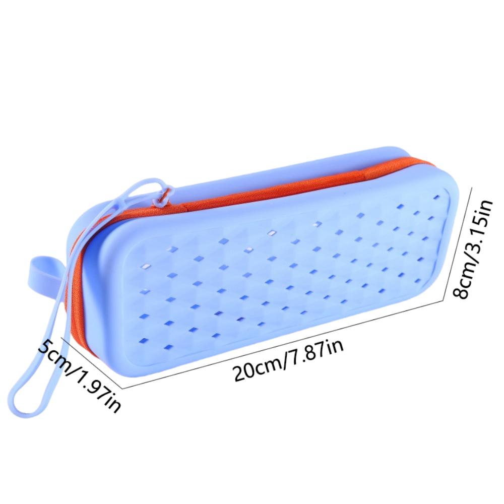 Portable Silicone Swim Goggle Case Soft Waterproof Zipper Eyeglasses Case with Carabiners with Drain Hole