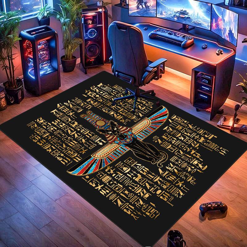 Ancient Egyptian-themed rug, suitable for living room, bedroom, game room, computer room and home décor.