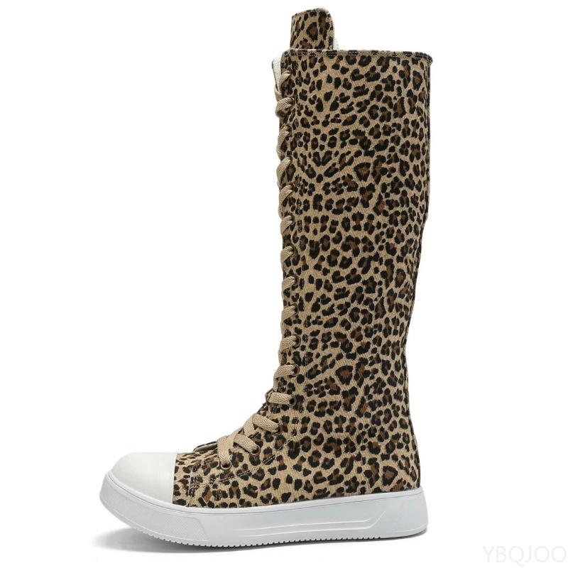 Fashion High End Strap Women's Shoes Spring New Item Plus Size Women's Boots Side Zipper Canvas Long Tube Design Women's Boots Platform