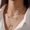 Boho Star Moon Heart Snake Sequin Pendant Necklace Ladies Multilayer Gold Metal Clavicle Necklaces Girls Jewelry