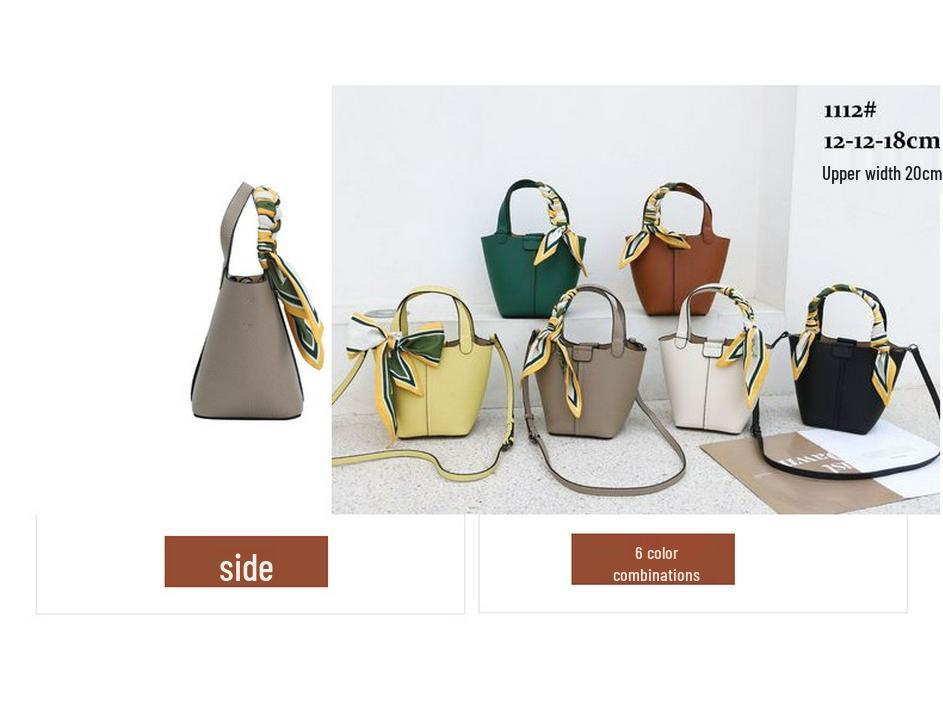 2025 Summer Fashion Genuine Leather Women's Basket Handbag - Versatile Crossbody Bucket Bag