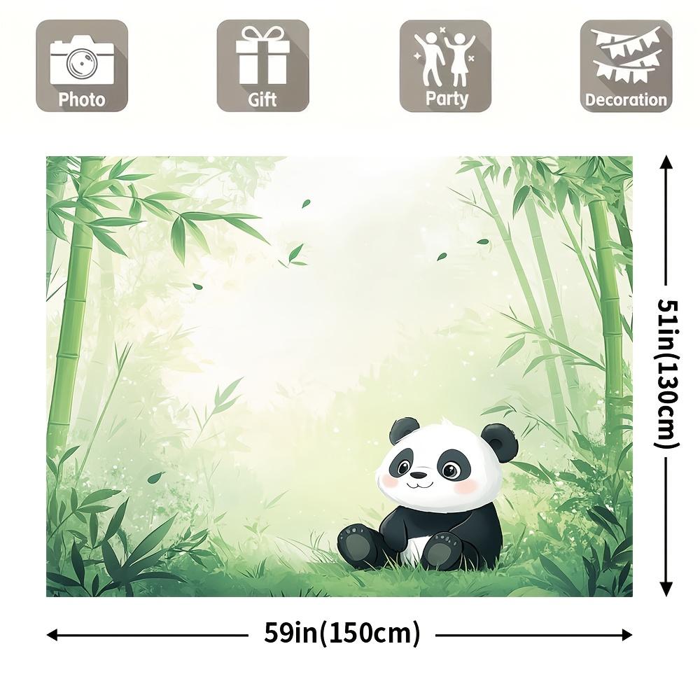 2D Plane 1 Piece of Bamboo Forest Background Banner of Giant Panda 1 Polyester Fiber Suitable for Parties and Celebrations