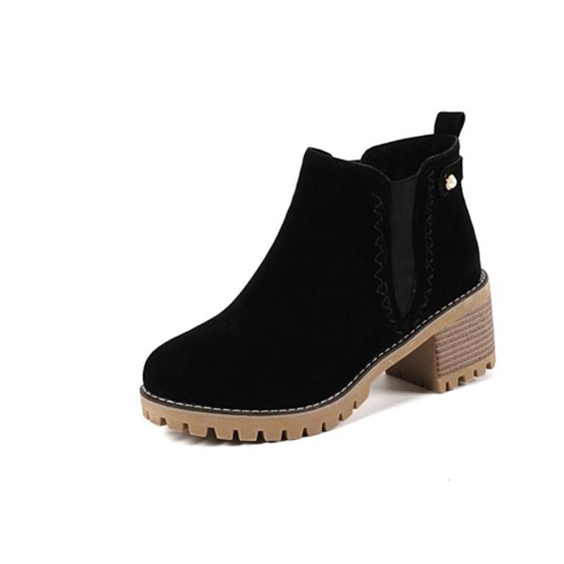 

Жіночі ботильйони з круглим носом на платформі на товстому високому каблуці Короткі черевики Челсі Жіноче модне взуття осінь-зима Абрикос 43 39 чорний