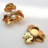 Three-petal Flower Pearl Cufflinks Button Cover Rhinestone Shirt Dress Sleeve Collar Clips For Women Decorative Jewelry Gift