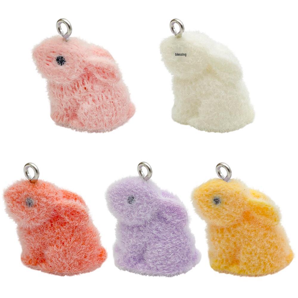 3D Cartoon White Rabbit Plush Ornament & DIY Earrings Phone Lanyard Accessories