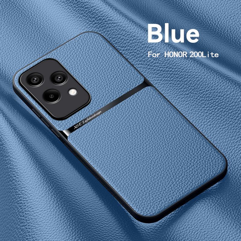 For Honor 200 Lite 5G Case With Metal Plate Magnetic Phone Case For Xonor Honer Honar 200Lite Honor200lite Leather Back Cover