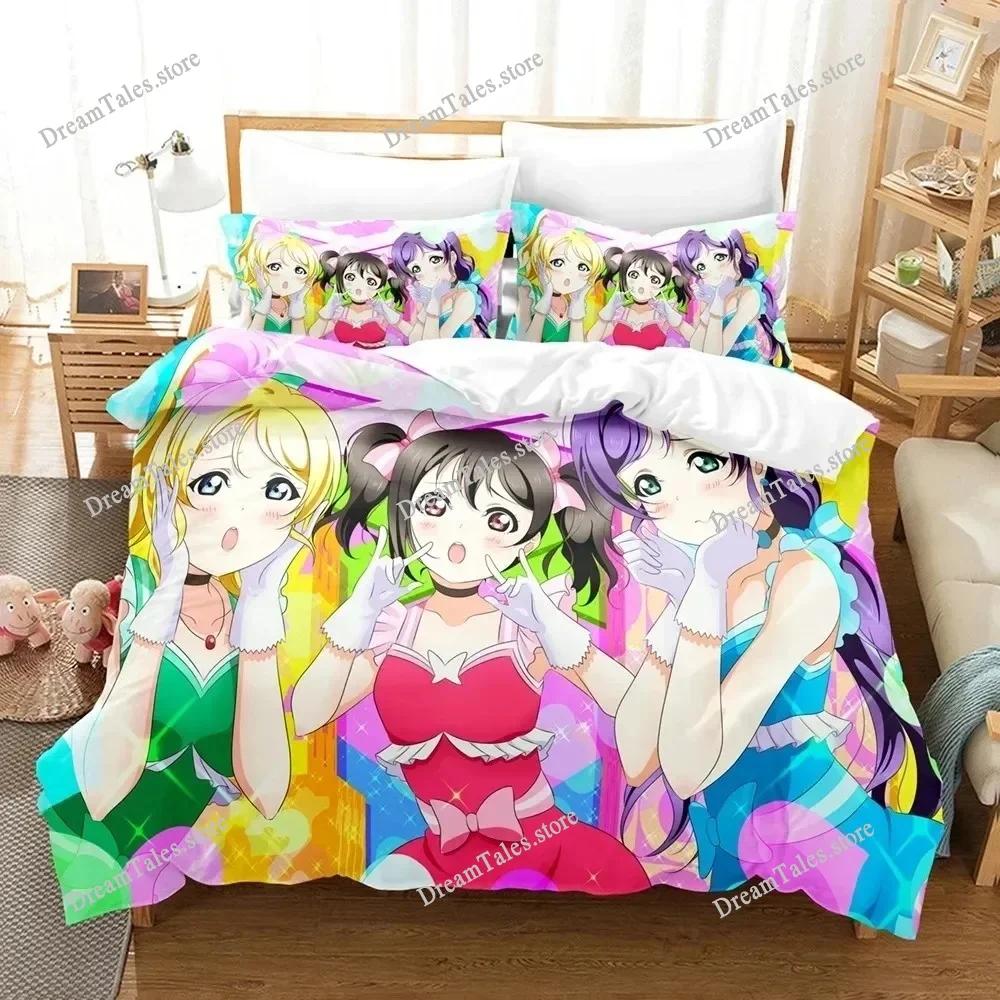 3D Cartoons LoveLive! School Idol Project Bedding Sets Duvet Cover Set with Pillowcase Twin Full Queen King Bedclothes Bed
