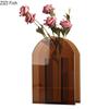 Brown Glass Vase Geometric Arch Vases Desk Decoration Artificial Flower Decorative Flower Arrangement Room Aesthetic Decor