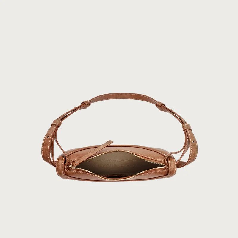 Französische Nischen-Damenhandtasche Achselhöhlen-Knödel Kamelleder Halbmond-Tasche Große Umhängetasche für Damen Premium