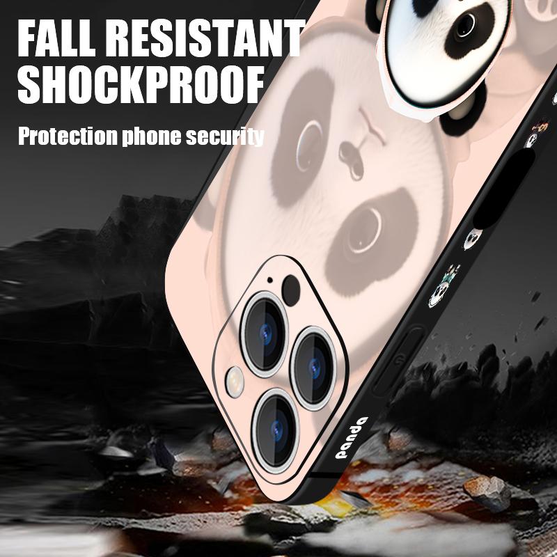 Für iPhone 17 Pro Max Hülle Orange Mantel Panda Muster Weiches Silikon Lanyard Hülle Für iPhone 16 Pro Max Hülle iPhone 15 14 13 12 11 16E Air