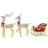 Christmas Reindeer Outdoor with 3-Piece 3D Sleigh with 200 Warm White LED Lights 8 Modes and Timer