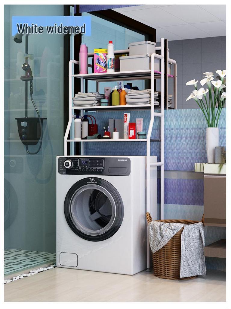 Floor-Standing Bathroom Storage Rack: No-Drill Washbasin, Toilet & Washing Machine Organizer.