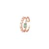 Vintage Malachite Green Diamond Double Ring Femininity Trendy Opening Adjustable Index Finger Ring