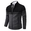 Men's Stand Collar Velvet Sweater Thick Long Sleeve Fashion Sweater Casual Business Cardigan Jacket