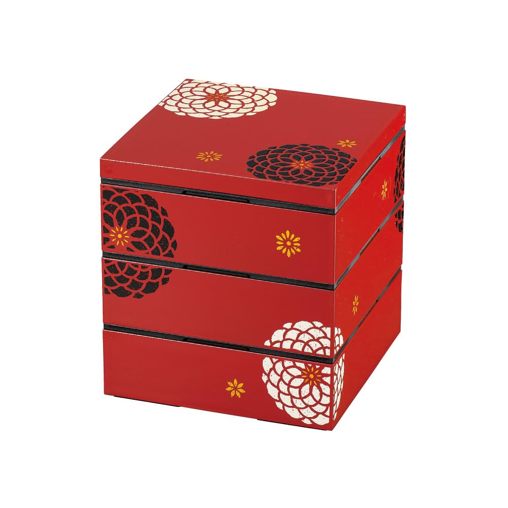 Tatsumiya Hyakuka Takumi Box Red W18 D18 54867 18.0 Three-Tiered Size Approx. H19.5