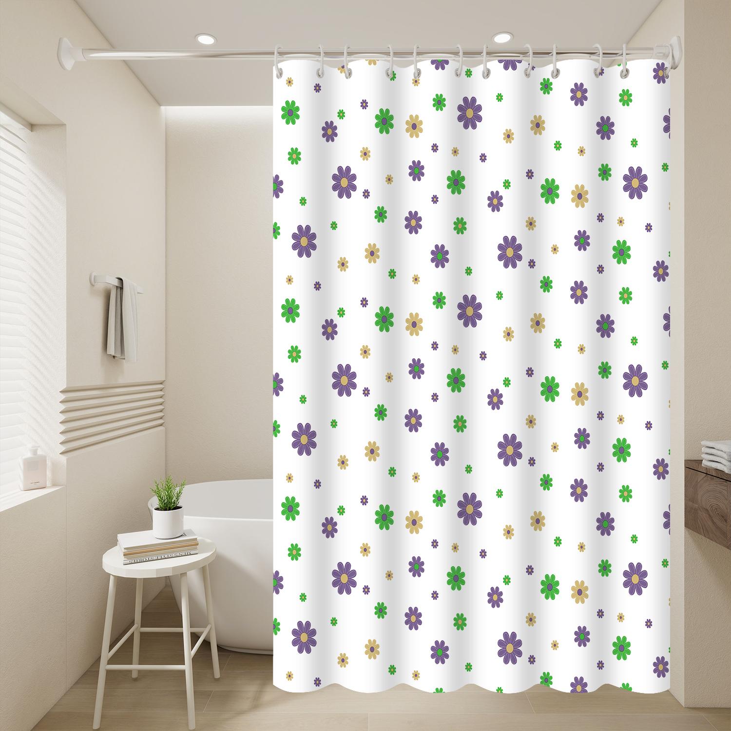 1pc Purple flower shade curtain  Peva waterproof shower curtain 80*180cm