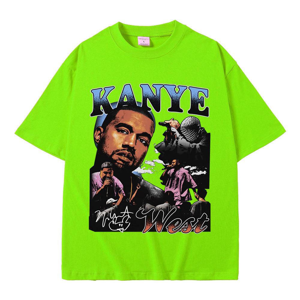 Rapper Kanye West Graphic Print T Shirt Unisexs Fashion Retro Short Sleeve Tshirt Casual 100 Cotton Tshirts Hip Hop Streetwear