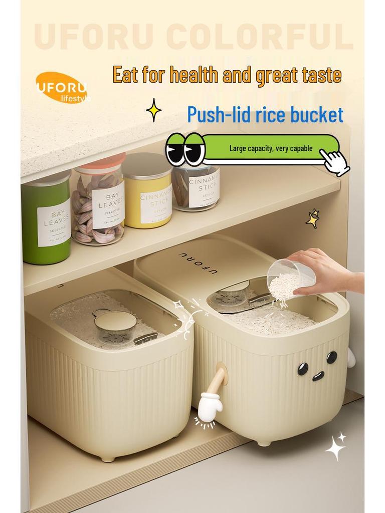 Uforu 20 Jin Food Grade Rice Storage Container with Lid - Insect & Moisture-Proof, Large Kitchen Storage Bucket.