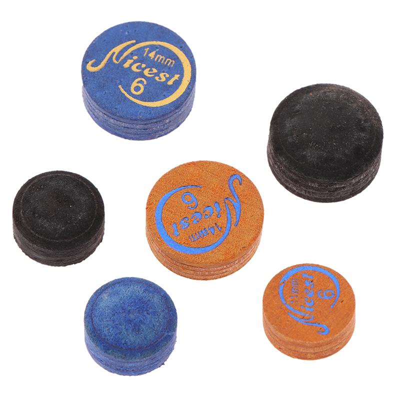 1Pc Black Blue Brown Color 11/14Mm 6 Layers Real Leather Carom Billiard Pool Cue Tips Soft Medium Hard Billiard Accessories