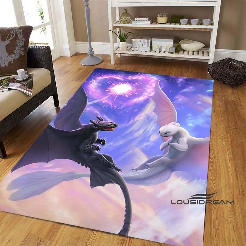 Various sizes of How to Train Your Dragon Toothless pattern rugs, cartoon style, suitable for bedrooms, living rooms, sofa