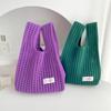 Knitted Wrist Bag Women Casual Shoulder Tote Bag Hollow Out Female Reusable Shopping Bags Girls Woven Small Handbag AVE