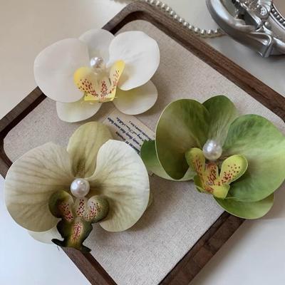 Phalaenopsis kwiatowa spinka do włosów ze sztucznego jedwabiu w kształcie kwiatu spinka do włosów z tyłu głowy pazur do włosów lekki stylowy dodatek