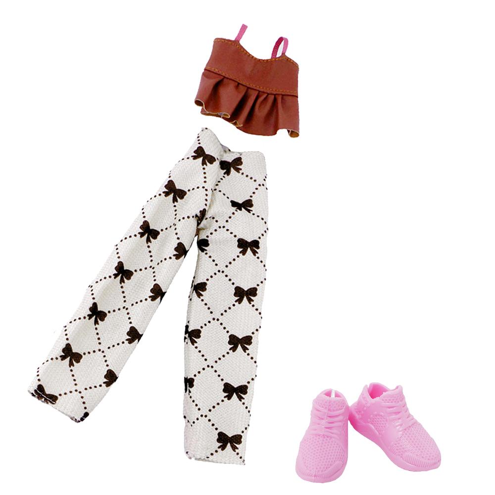 2 Pcs/Set Fashion Doll Clothes Daily Wear Tops Pants Mini Dress Gown with High Heels Shoes Sport Boots