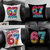 Funny 67 six seven Cushion Cover Elegant Comfort Pillowcase Sofa Bed Doublesided Printed Invisible Zipper Home Decor