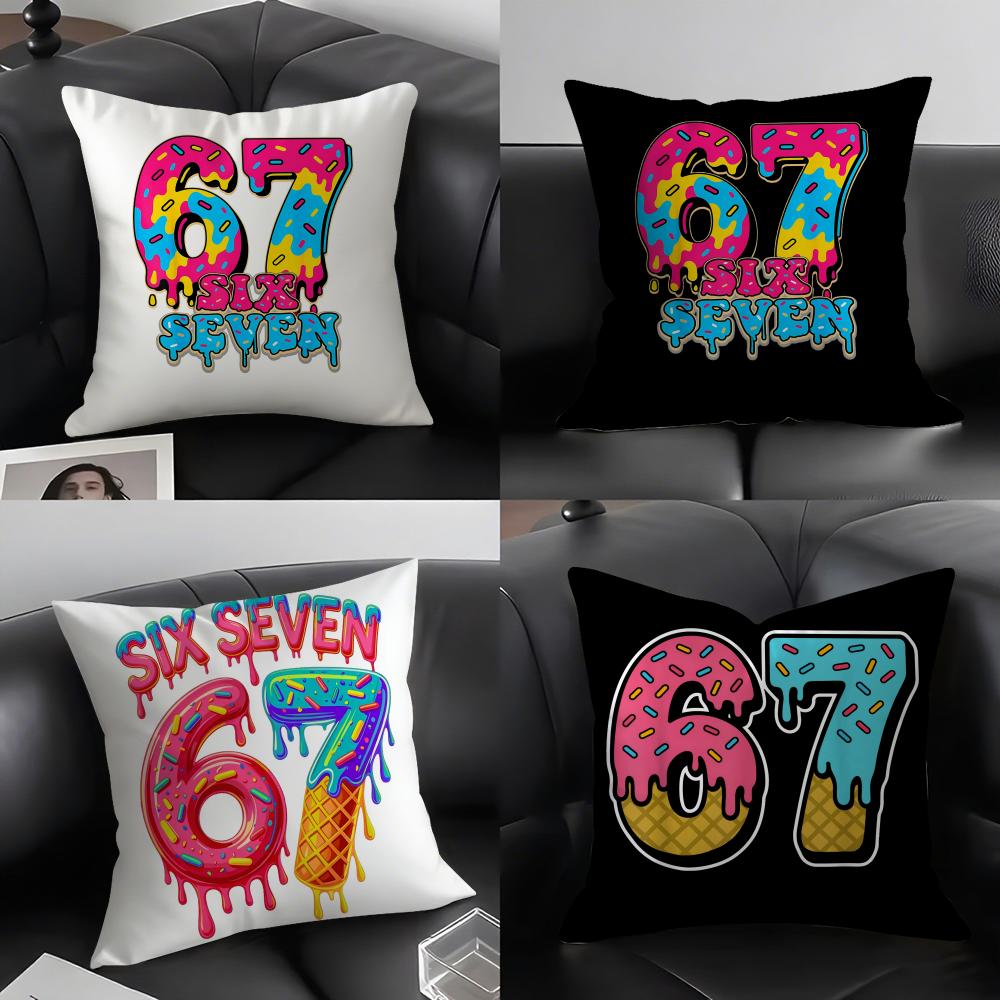 Funny 67 six seven Cushion Cover Elegant Comfort Pillowcase Sofa Bed Doublesided Printed Invisible Zipper Home Decor