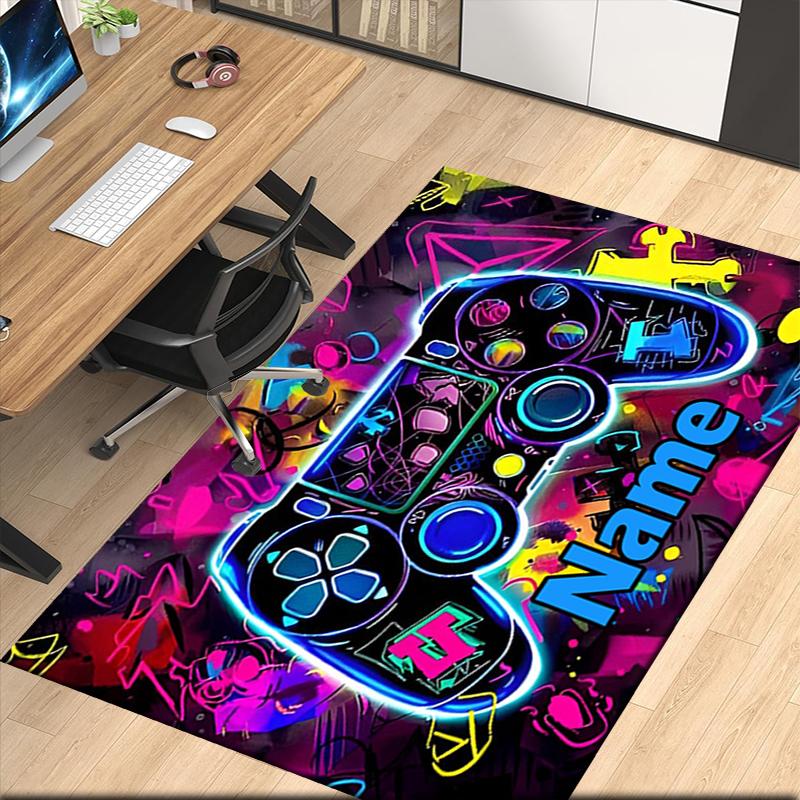 Custom Name Game Controller Printed Carpet, for Office Chair Living Room Bedroom Kitchen Room Decor Gifts.