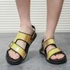 Summer New Style Sandals Casual Men Shoes Slip-On Leather Soft Non-slip Beach Summer Sandals Slippers Flat Walking Shoes