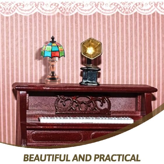 EXCEART 1 Pc 1:12 Scale Dollhouse Desk Lamp Miniature Dollhouse Lampshade DIY Dollhouse Lampshade with LED Light for Dollhouse Micro Landscape