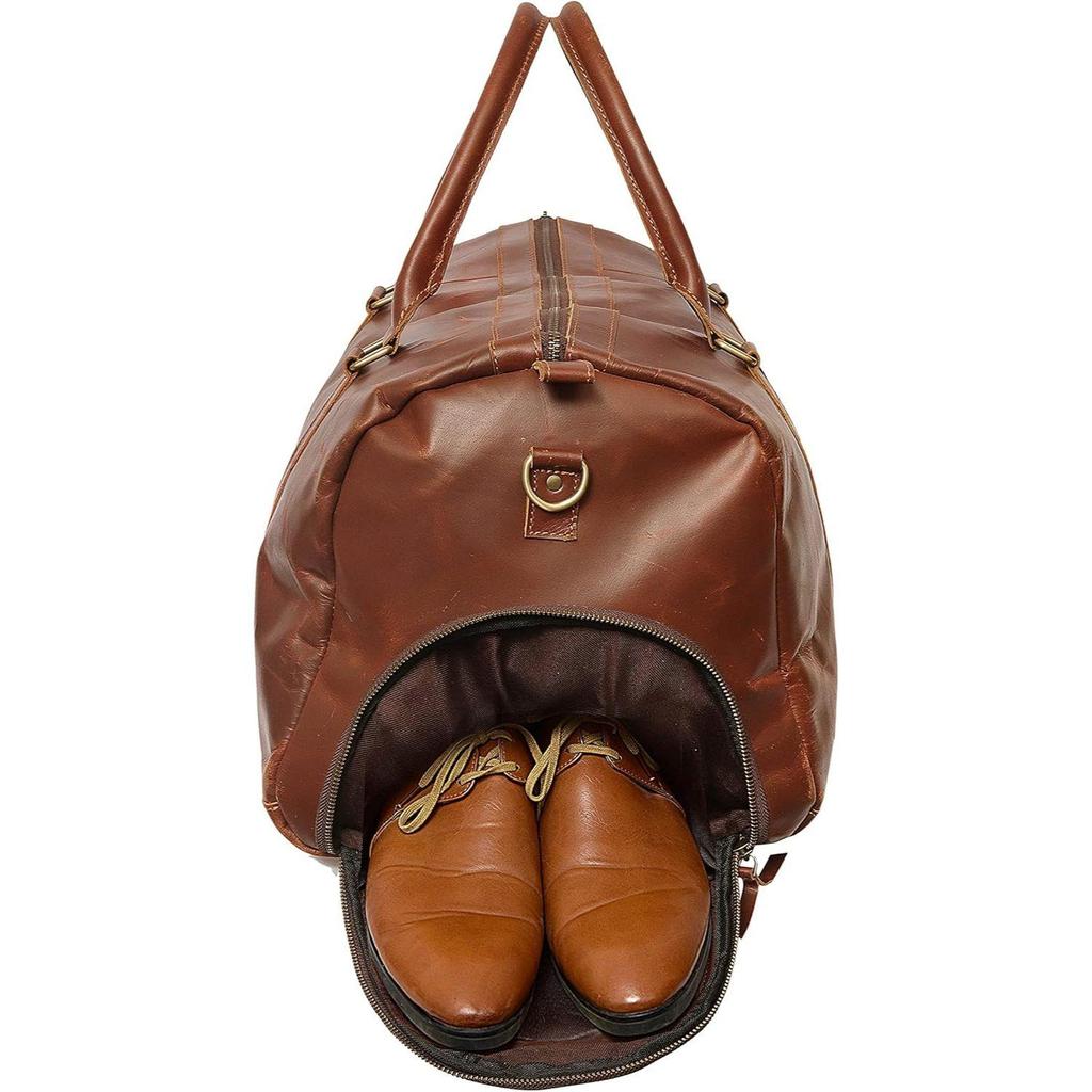 Große Büffelleder 20 Zoll Gepäck Reisetasche Weekender Reise Übernachtung Handgepäck Sportstudio Reise-Duffel für Männer