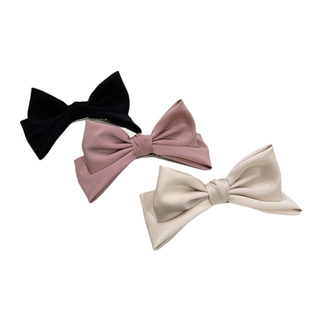 Cute 3D Bow Princess Hairpin Large Bow Solid Color Ponytail Braid Claw Clip Hair Accessories Girls