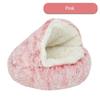 2 in 1 Soft Long Plush Pet Bed with Cover Semi-enclosed Round Warm Comfortable Dog Cat Sleep Nest Kitten Supplies