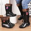 Rain shoes men's high rain boots medium tube short rain shoes non-slip waterproof thickened wear-resistant fleece low top