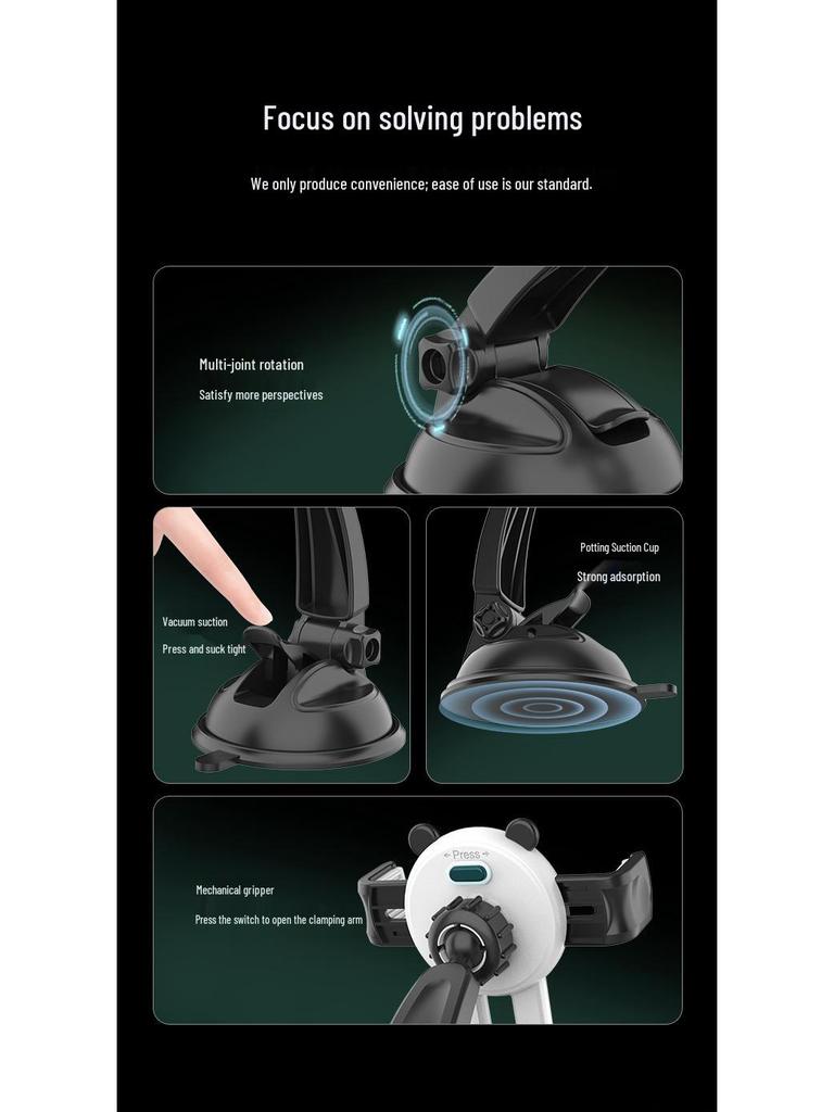 Car Dashboard Phone Holder with Suction Cup - Multi-Functional Navigation Bracket