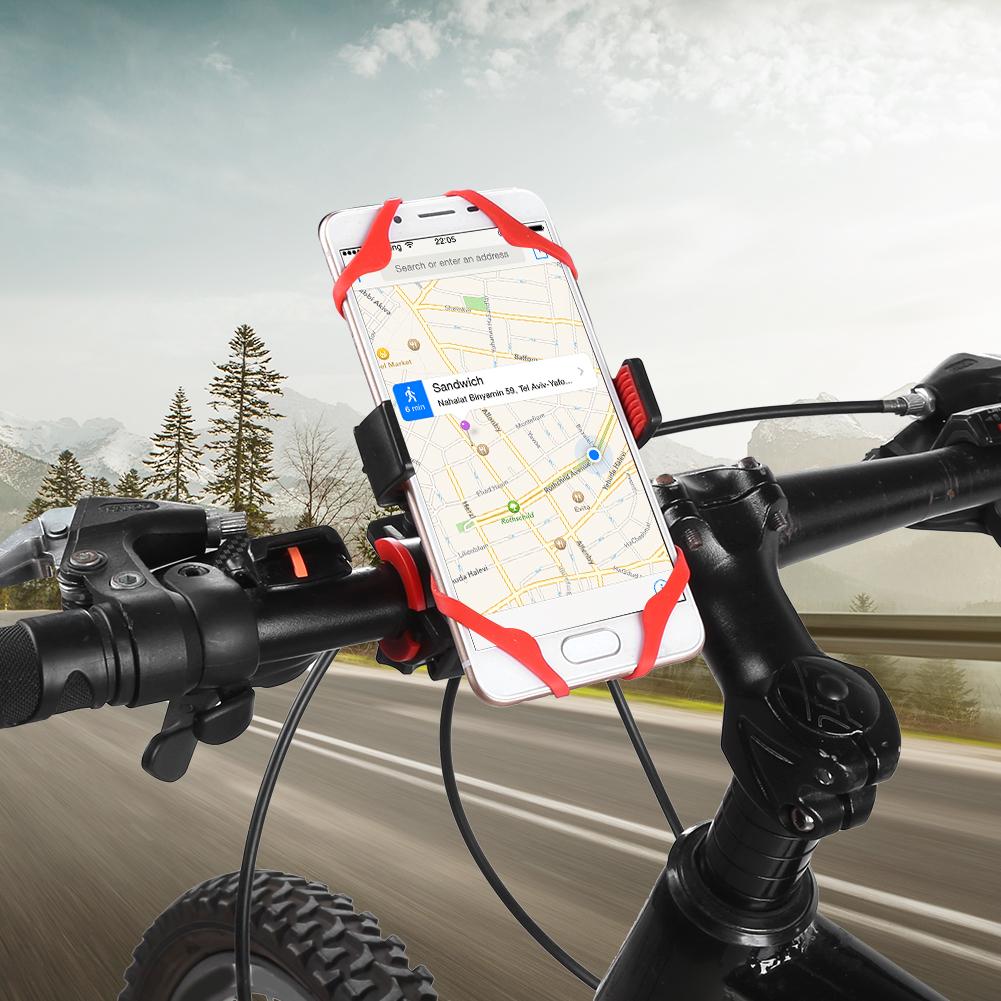 Universal Bike Mobile Phone Bracket Red Silicone Mountain Bicycle GPS Navigator Stand Cycling