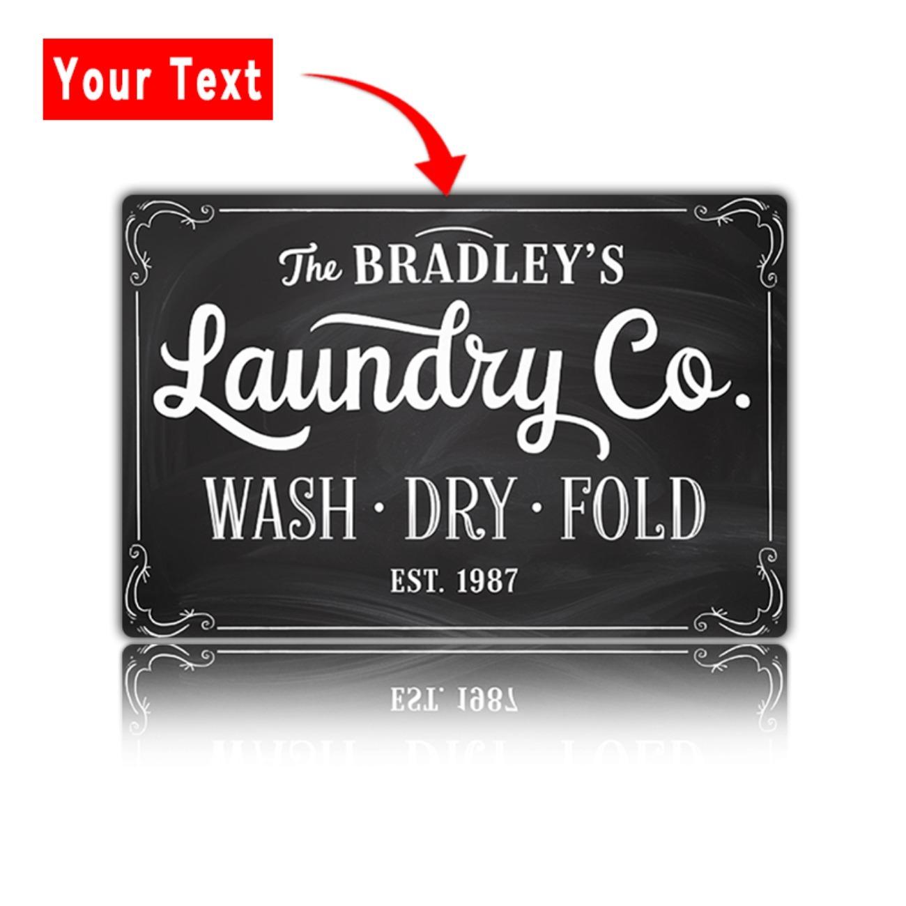 Personalized Custom Text Laundry Wash Dry Fold Metal Tin Sign белый