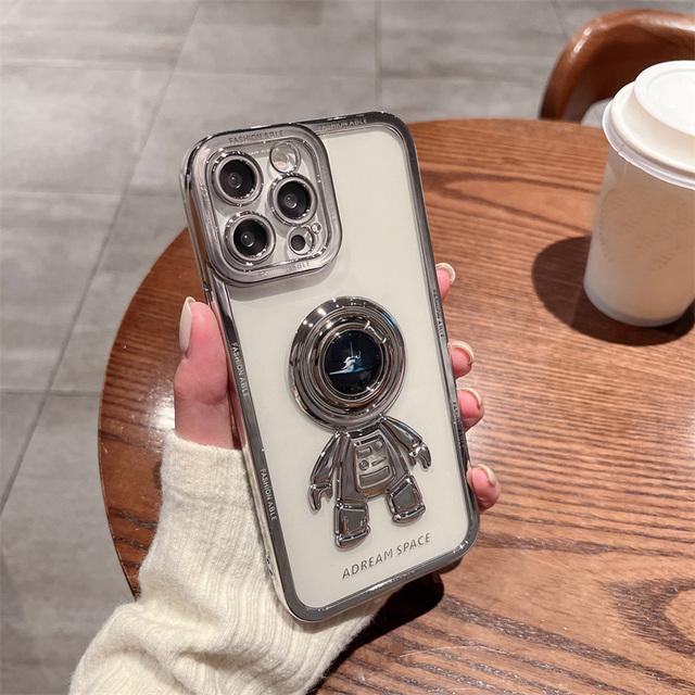 

Чехол-держатель с кольцом астронавта с гальваническим покрытием для Iphone 11 12 13 Pro Max X Xr Xs Max, защитный силиконовый чехол для объектива For iPhone 13Pro Max